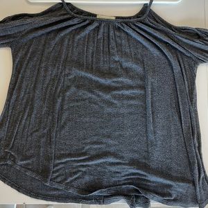 A grey long sleeve with open shoulders top!